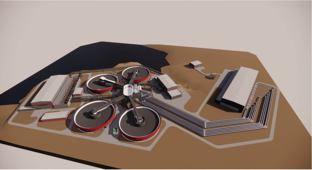 New construction of a waste thickening complex within the industrial area of the process water shop and slime facilities for JSC _Northern Mining and Processing Works._